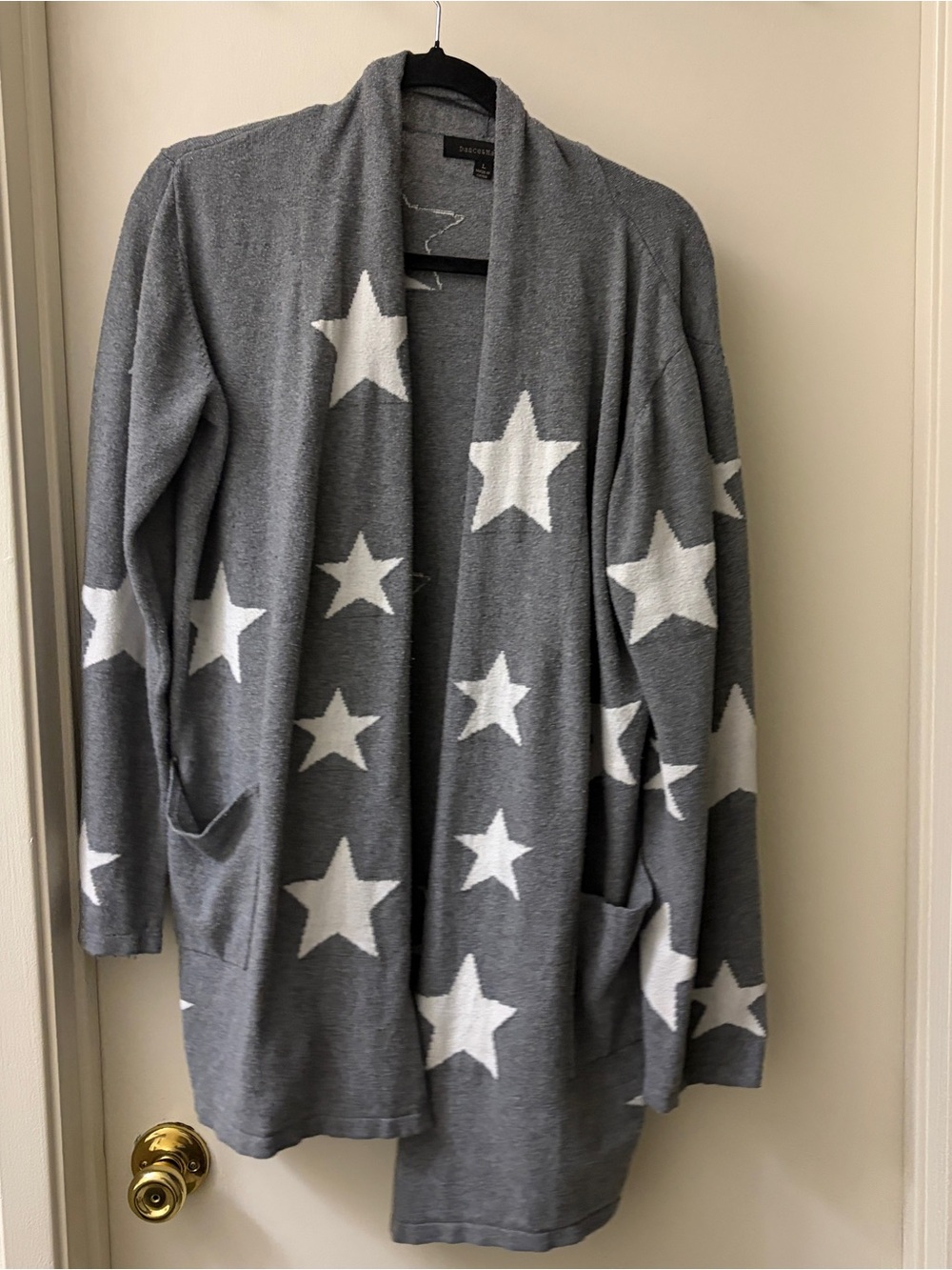 Dance & Marvel Gray Cardigan with White Star Pattern